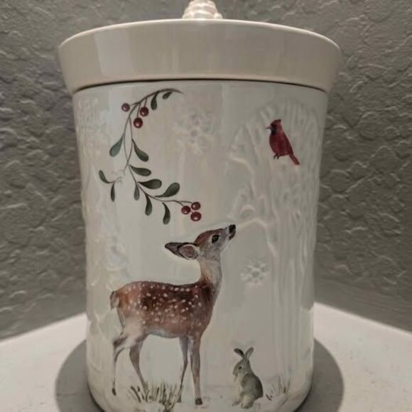 Better Homes and Garden Heritage Collection Winter Forest  with Lid Cookie Jar - Picture 1 of 7